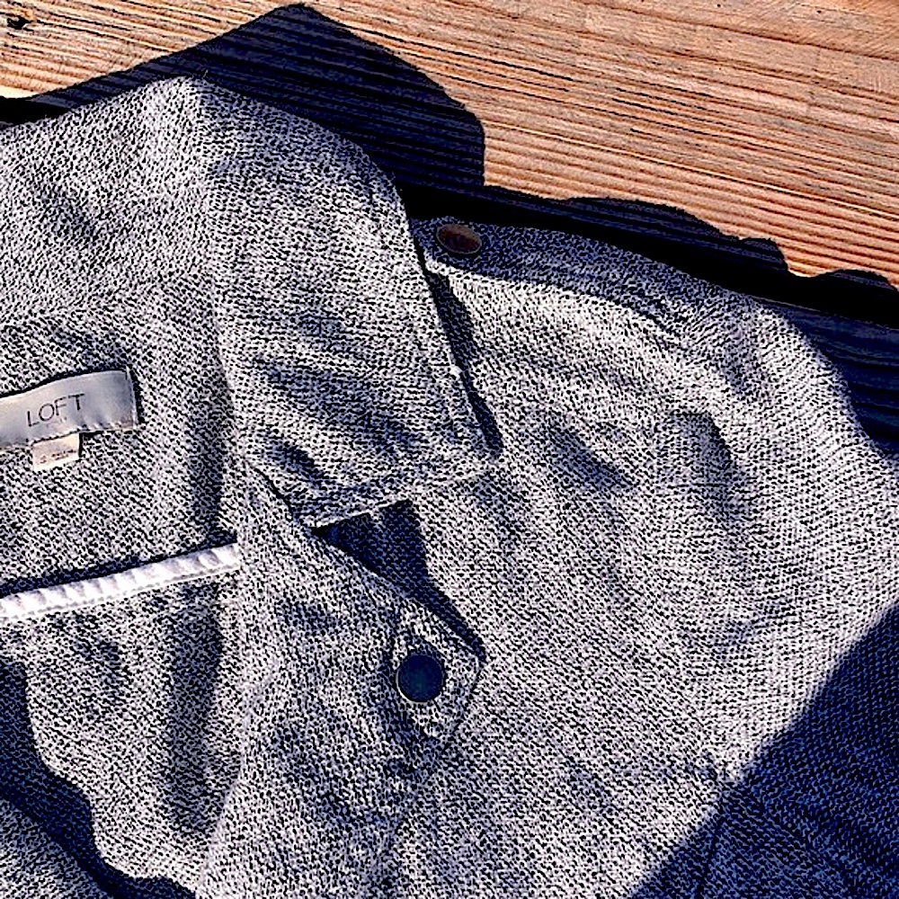 Loft Outlet Linen Blend Moto Jacket Light Gray/ Charcoal Marl Size Small - Picture 6 of 14